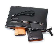 Cool Handmade Leather Mens Wristlet Bag Clutch Zipper Clutch for Men - iwalletsmen