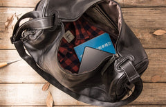 Cool Black Leather Mens Weekender Bag Travel Bags Shoulder Bags for men - iwalletsmen