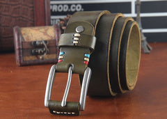 Genuine Leather Punk Rock Biker Trucker Mens Belt Men Black Coffee Belt for Men