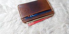 Handmade Leather Mens Slim Front Pocket Wallets Leather Card Wallet for Men - iwalletsmen