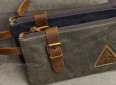 Cool Canvas Leather Mens Clutch Wallet Zipper Wristlet Bag Purse for Men - iwalletsmen