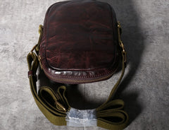 Handmade Genuine Leather Mens Cool Messenger Bag Sling Bag Chest Bag Bike Bag Cycling Bag for men