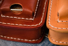 Handmade Leather Mens Leather Cigarette Case Cigarette Box Lighter Pocket Tobacco Pouch - iwalletsmen