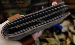 Handmade Leather Mens Cool Slim Leather Wallet Men billfold Wallets Bifold for Men