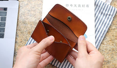 Leather Mens Card Wallet Front Pocket Wallet Small Slim Wallets Change Wallets for Men - iwalletsmen