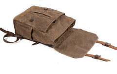 Waxed Canvas Leather Mens Backpacks Canvas Travel Backpack Canvas School Backpack for Men - iwalletsmen