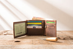 Vintage Leather Mens Small Wallets Bifold Slim billfold Wallet for Men - iwalletsmen