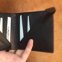 Handmade Leather Mens Cool billfold Leather Wallet Men Slim Wallet Bifold for Men