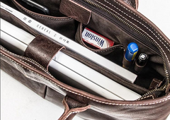 Genuine Leather Mens Briefcase Messenger Bag Laptop Bag Shoulder Bag for men - iwalletsmen