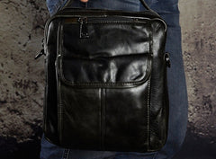 Small Leather Mens SIDE BAGs COURIER BAG Messenger Bag Shoulder Bag for Men - iwalletsmen