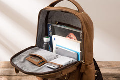 Brown Mens Leather Backpacks Travel Backpacks Laptop Backpack for men - iwalletsmen