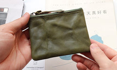 Leather Mens Zipper Front Pocket Wallet Small Wallet Card Wallet Change Wallet for Men - iwalletsmen