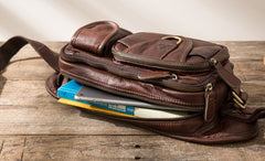 Coffee Cool Leather Fanny Packs Mens Waist Bag Hip Pack Belt Bag for Men - iwalletsmen