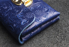 Handmade Leather Floral Mens Cool billfold Wallet Card Holder Small Card Slim Wallets for Men