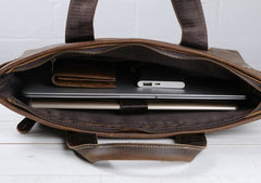 Cool Coffee Leather Mens Briefcases Work Bag Laptop Bag Business Bag for Men - iwalletsmen