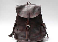 Cool Black Coffee Mens Leather Backpack Travel Backpack School Backpacks for men - iwalletsmen