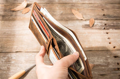 Cool Leather Mens Briaded Small Wallet Bifold Vintage Slim billfold Wallet for Men - iwalletsmen