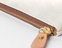 Slim Canvas Leather Mens Clutch Bag Zipper Wristlet Bag Purse for Men Women - iwalletsmen