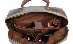 Mens Canvas Leather Backpack Canvas Hiking Backpack Canvas Travel Backpack for Men - iwalletsmen