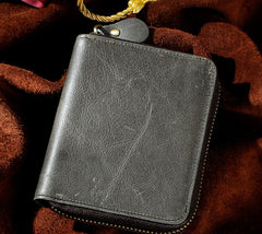 Cool Leather Mens Zipper Small Wallet Front Pocket Wallet for Men - iwalletsmen