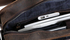 Vintage Coffee Leather Mens Briefcases Work Bag Laptop Bag Business Bag for Men - iwalletsmen