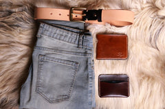 Handmade Beige Leather Mens Belt Leather Belt for Men - iwalletsmen