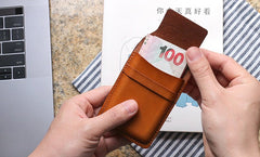 Badass Leather Mens Card Wallet Front Pocket Wallets Small Slim Wallet Change Wallet for Men - iwalletsmen