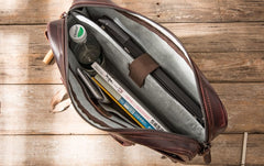 Red Brown Leather Mens Briefcase Work Bag Laptop Bag Business Bag for Men - iwalletsmen