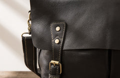 Black Leather Mens Large Briefcase Work Bag Laptop Bag Business Bag for Men - iwalletsmen
