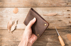 Cool Leather Mens Slim Small Wallets Bifold Vintage billfold Wallet for Men - iwalletsmen