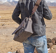 Mens Canvas Gray Cool Side Bag Messenger Bag Canvas Shoulder Bag for Men - iwalletsmen