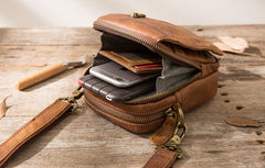 Leather Belt Pouch Belt Cases Mens Waist Bag Small Shoulder Bag for Men - iwalletsmen