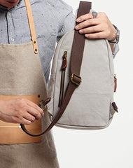 Cool Canvas Gray Mens Sling Bag Chest Bag One Shoulder Pack for men - iwalletsmen