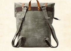 Cool Canvas Leather Gray Travel Bag Mens Backpack Canvas Canvas School Bag for Men - iwalletsmen