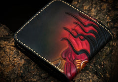 Handmade Leather Mah¨¡k¨¡la Tooled Mens billfold Wallet Cool Leather Wallet Slim Wallet for Men