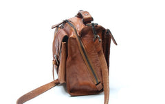 Vintage Brown Leather Mens Messenger Bag Handbag Shoulder Bag for men - iwalletsmen