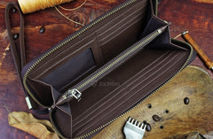Handmade Leather Mens Tooled Indian Cool Zipper Phone Travel Long Wallet Card Holder Card Slim Clutch Wallets for Men