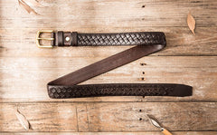 Handmade Cool Braided Leather Mens Belt Leather Belt for Men - iwalletsmen