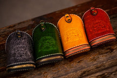 Handmade Leather Tooled Mens Cool Car Key Wallet Coin Wallet Pouch Car KeyChain for Men