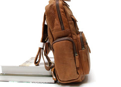 Cool Brown Mens Leather Backpack Travel Backpacks School Backpacks for men - iwalletsmen