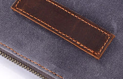 Cool Waxed Canvas Leather Mens Wristlet Bag Work Clutch Zipper Bag for Men - iwalletsmen
