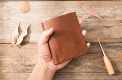 Handmade Leather Mens Small Wallets Bifold Vintage Slim billfold Wallet for Men - iwalletsmen