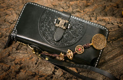 Handmade Leather Mens Chain Biker Wallet Cool Leather Wallet Long Phone Wallets for Men - iwalletsmen