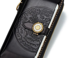 Handmade Leather Mens Chain Biker Wallet Cool Leather Wallet Long Phone Wallets for Men
