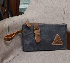 Cool Canvas Leather Mens Clutch Wallet Zipper Wristlet Bag Purse for Men - iwalletsmen