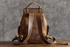 Handmade Leather Mens Cool Backpack Sling Bag Large Travel Bag Hiking Bag for men