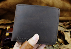 Handmade Leather Mens Cool Slim Leather Wallet Men billfold Wallets Bifold for Men