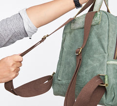Canvas Green Mens Cool Backpack Canvas Travel Bag Canvas Handbag for Men - iwalletsmen