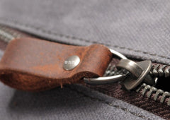 Cool Waxed Canvas Leather Mens Wristlet Bag Vintage Clutch Zipper Bag for Men - iwalletsmen