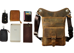 Cool Biker Leather Drop Leg Bag Mens Belt Pouch Waist Bag Shoulder Bag for Men - iwalletsmen